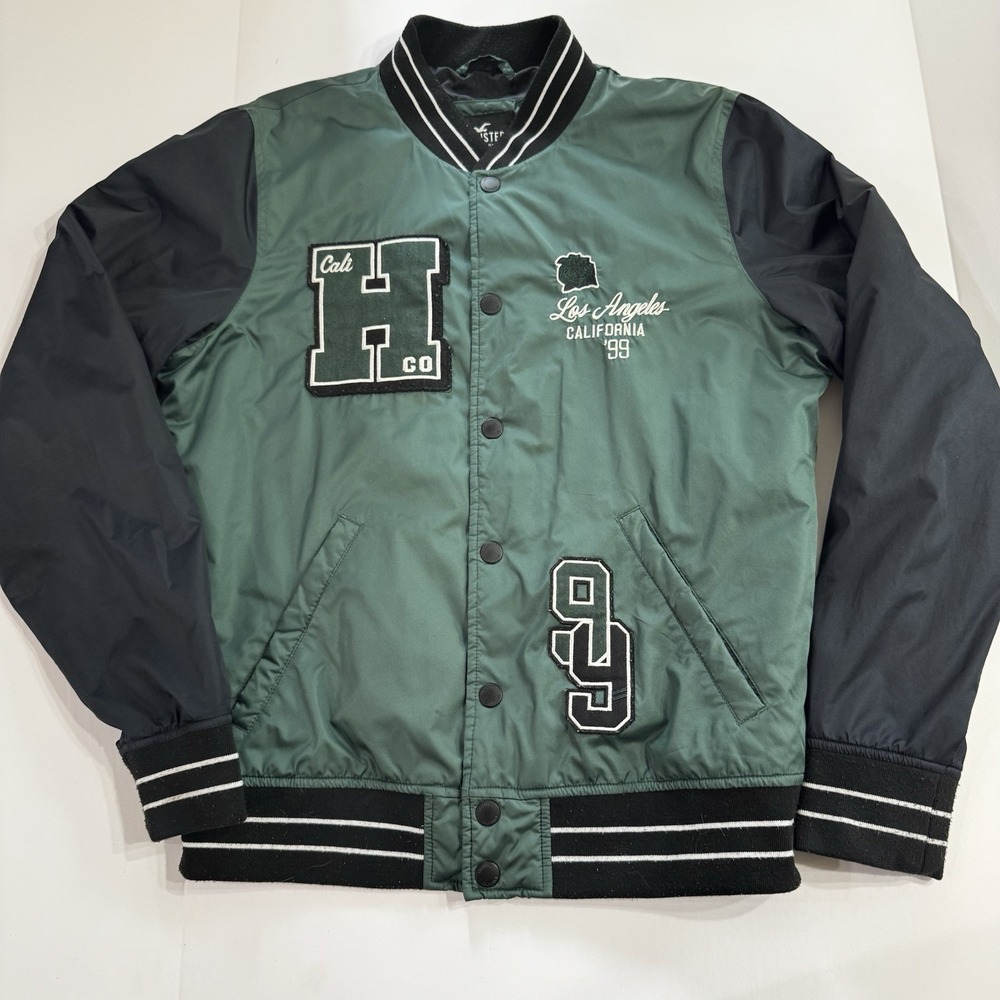 Vintage Y2K Hollister Los Angeles CA Men's Sz M Green Varsity Jacket Letterman